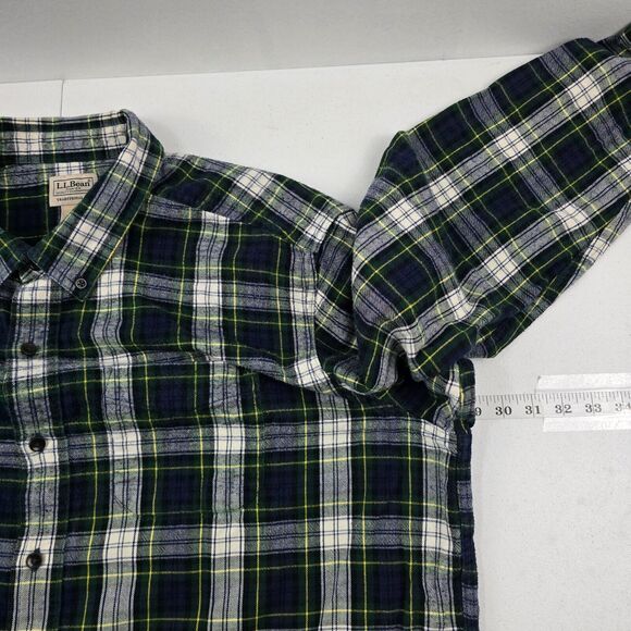 L.L.Bean traditional fit green plaid button down shirt flannel 228061 mens 2XL - Picture 5 of 8